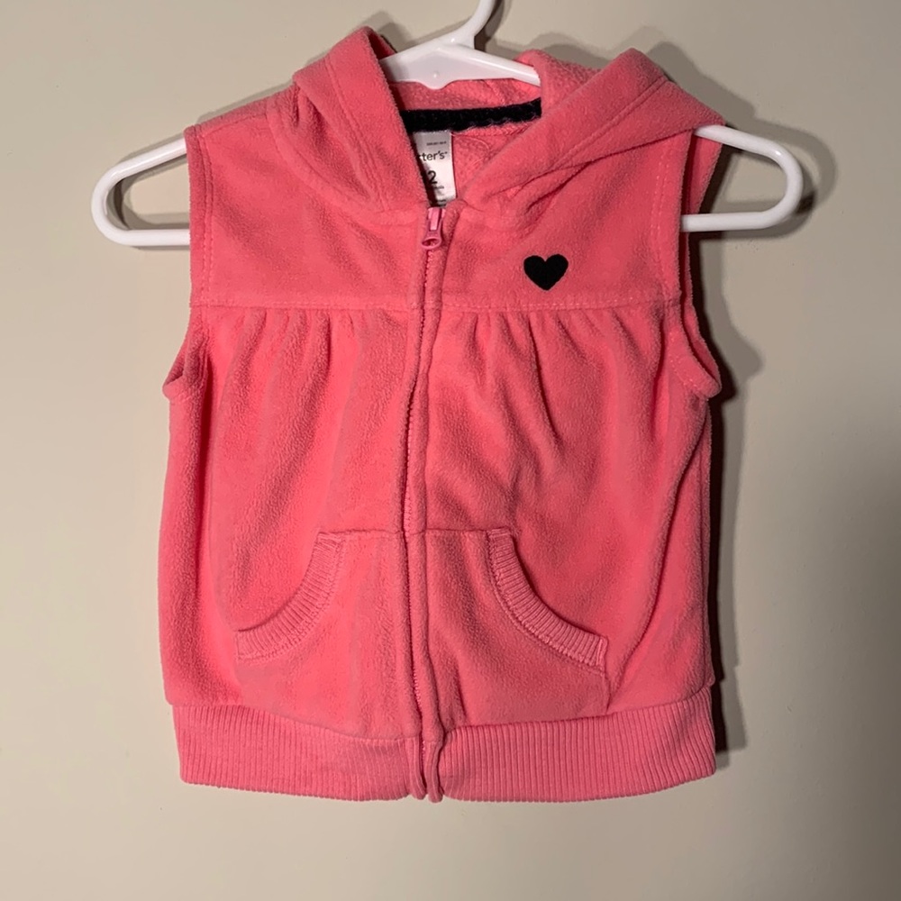 Carter’s Baby Pink Hooded Vest with Heart Size 12 Months